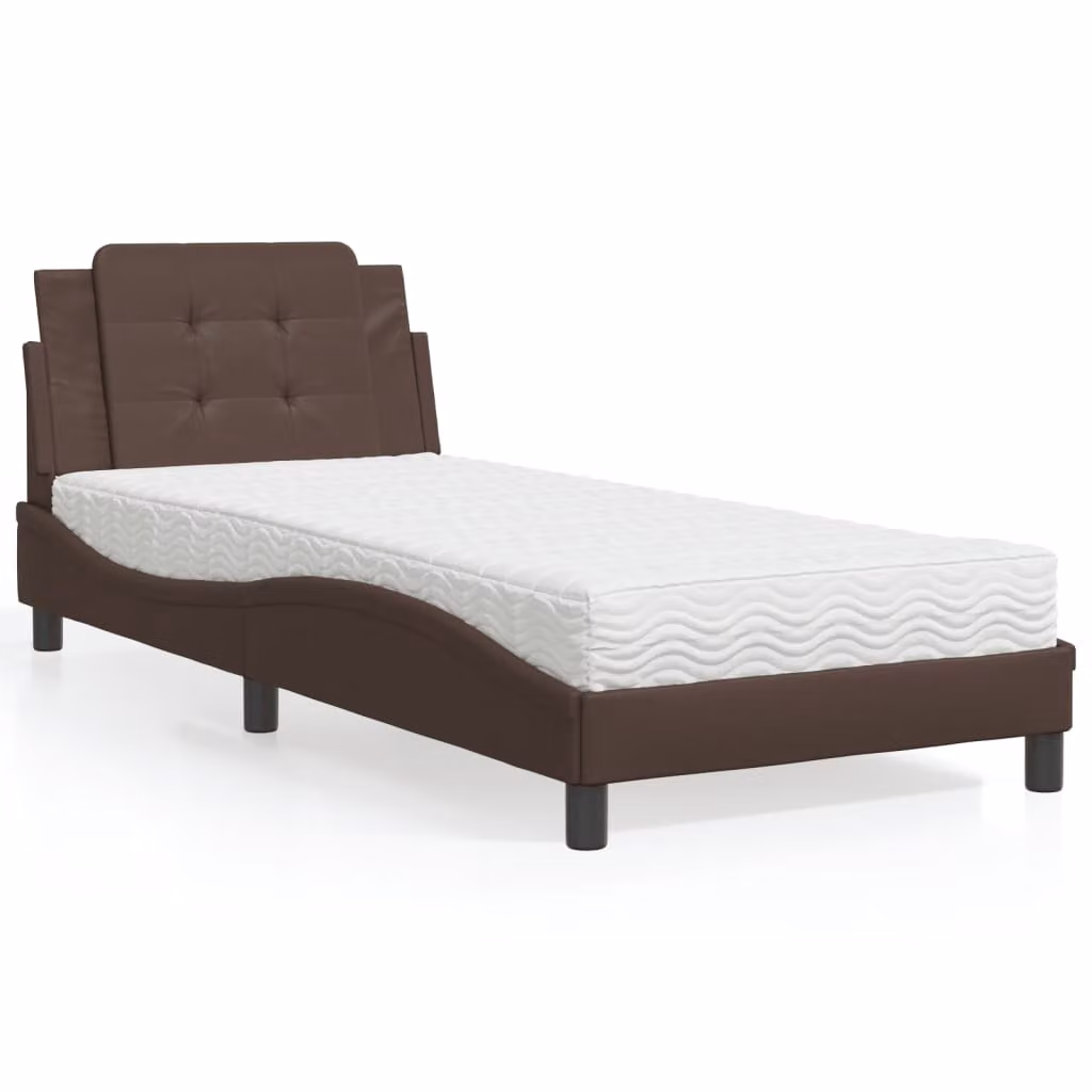 Letto con Materasso Zadar vidaXL in Similpelle Marrone e Bianco, L/P/H: 80 x 200 cm