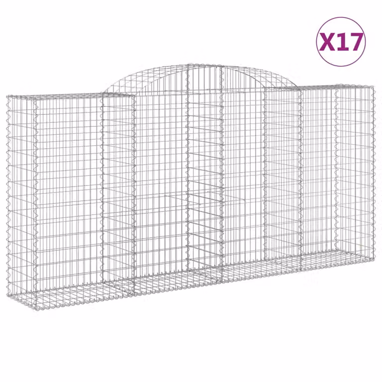 Cesti Gabbioni ad Arco 17 pz 300x50x140/160 cm Ferro Zincato