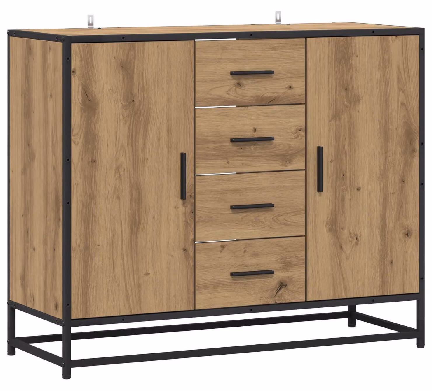 Mobile contenitore "Artisan" in legno impiallacciato di rovere, dimensioni 92 x 35 x 76 cm