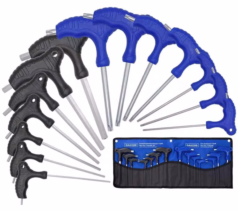 Set di 14 chiavi Torx e Allen con manico a T