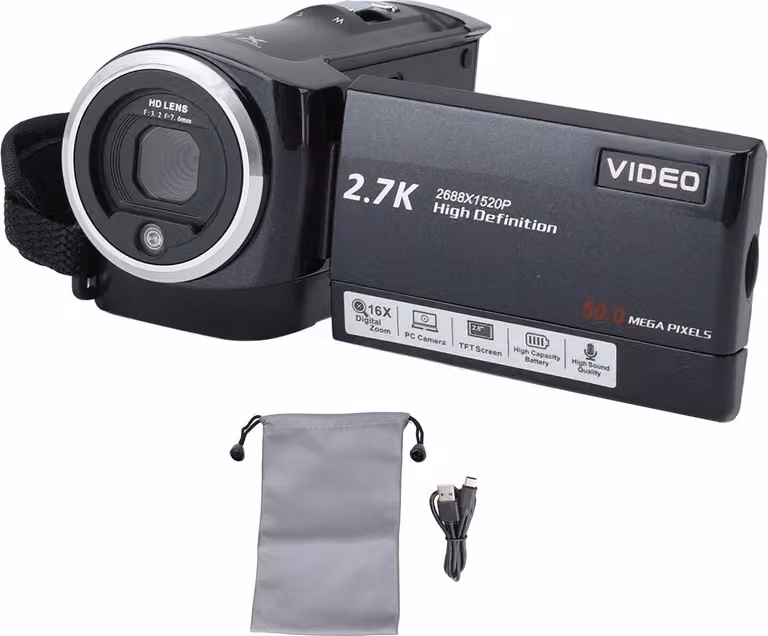 videocamera da 2,7K Schermo professionale da 2,8 pollici HD 50MP Zoom digitale 16x Videocamera da vlogging per riprese di viaggio all'aperto