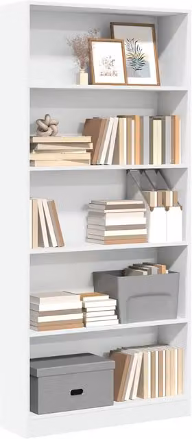 Libreria-Scaffale Design Mania Bianca in Legno Multistrato con Schienale L: 80 cm, P: 24 cm, H: 176 cm