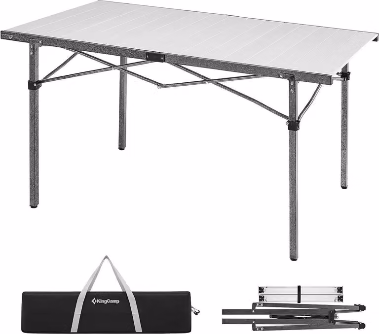 KingCamp tavolo da campeggio pieghevole struttura in alluminio 136x70 cm fino a 80 kg impermeabile pieghevole