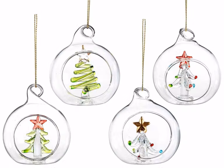 Set di 16 palline in vetro con albero di Natale, Ø6 cm