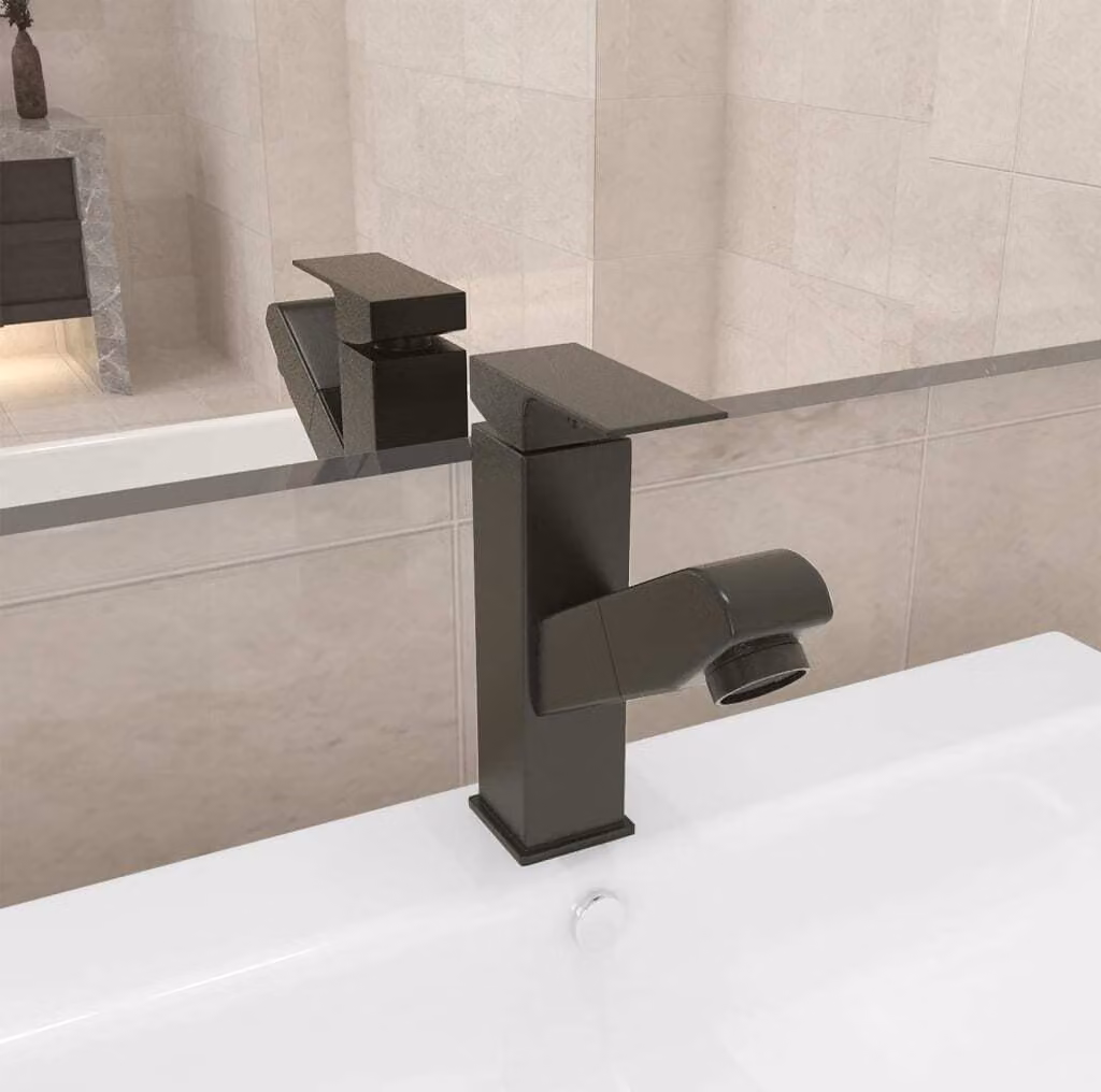 The Living Store Miscelatore per lavabo con doccetta estraibile Grigio 157x172 mm