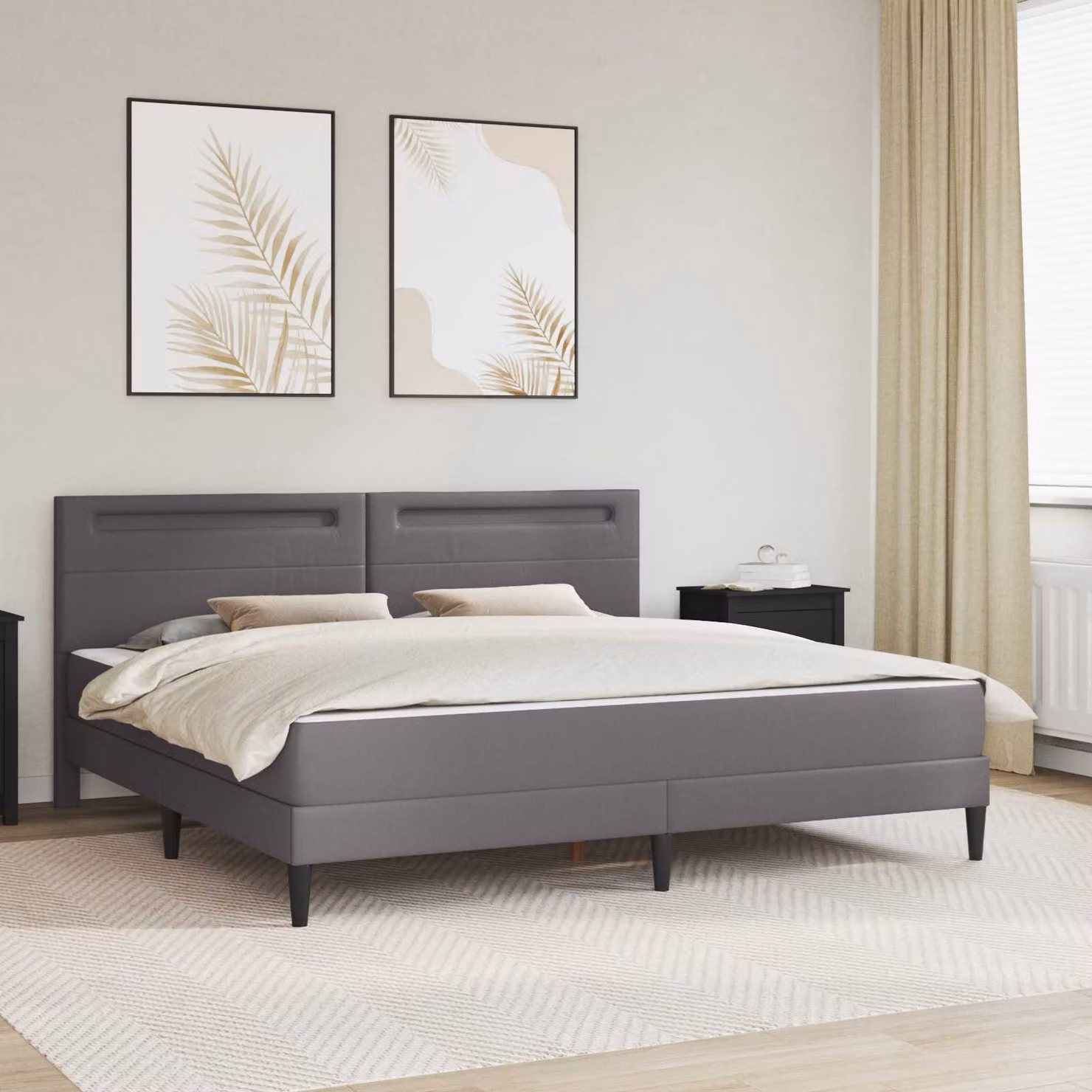 Struttura del letto con testiera vidaXL in similpelle grigio, L: 180 cm, P: 200 cm, H: 206 cm
