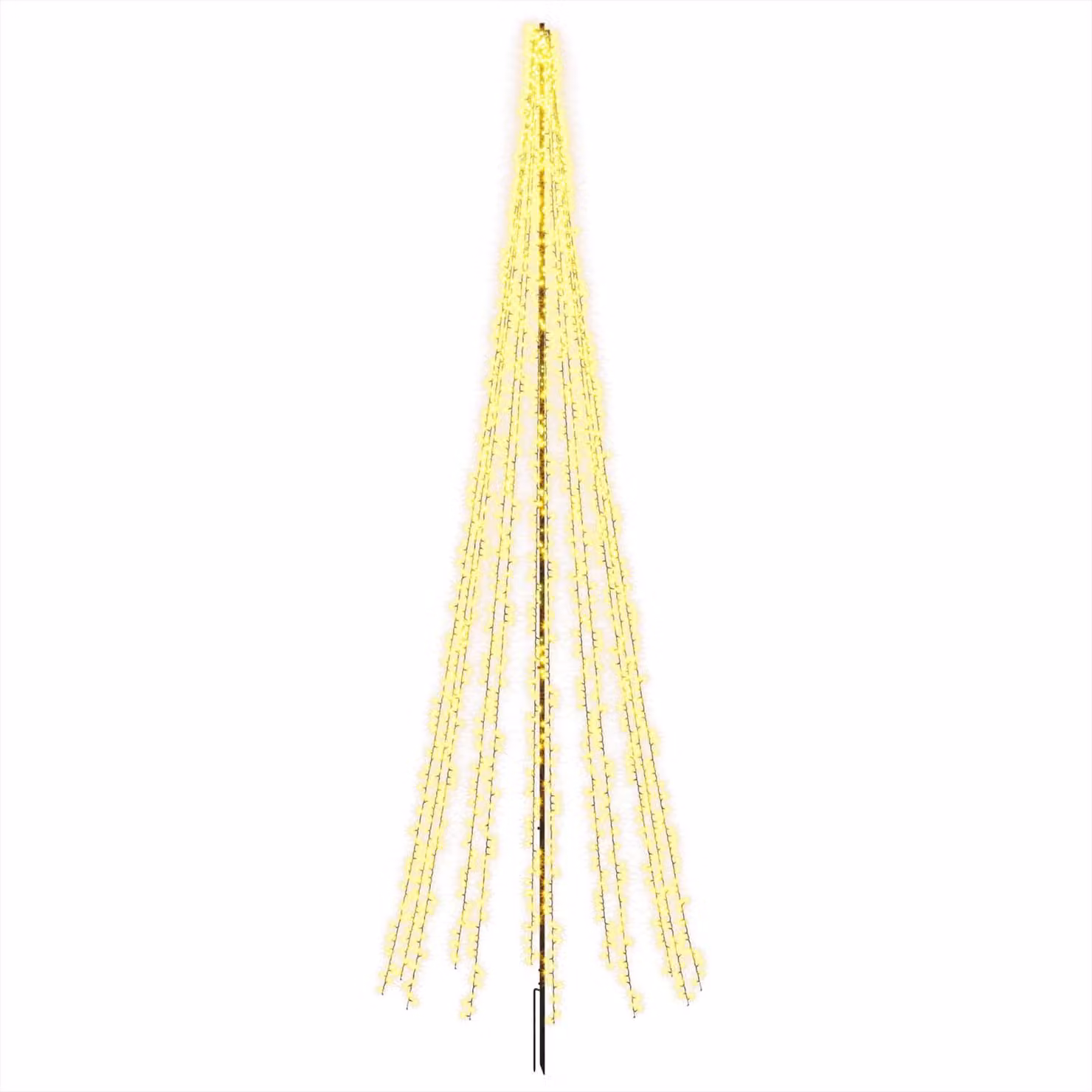 Albero di Natale a LED, altezza 485 cm, 3000 LED, luce bianca calda, struttura in acciaio, colore nero