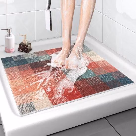 Tappetino antiscivolo in PVC con texture a spugna, tappetino massaggiante, 60 x 60 cm, per docce con scarico, ad asciugatura rapida