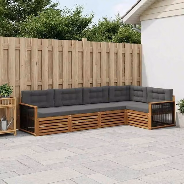 Set di divani da esterno 5 pz Naturale e Antracite 3383355