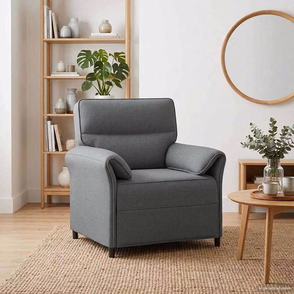 vidaXL Divano monoposto moderno in tessuto grigio e nero con struttura in metallo L 88 cm x P 83 cm x H 95 cm