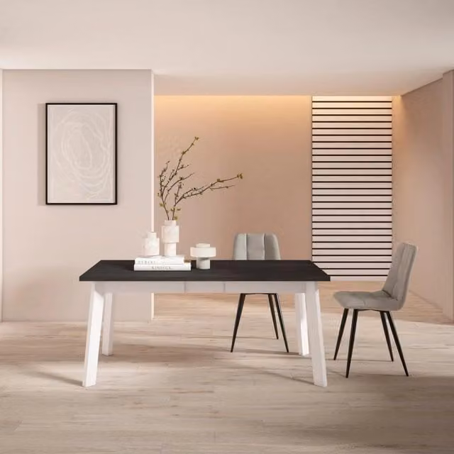 Tavolo da Pranzo, 168x90x74cm, Per 8 persone, Gambe in legno, Nero RF2898