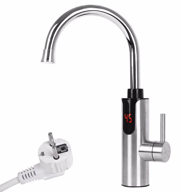 Rubinetto da cucina elettrico con resistenza integrata, 3300 W, in acciaio inossidabile