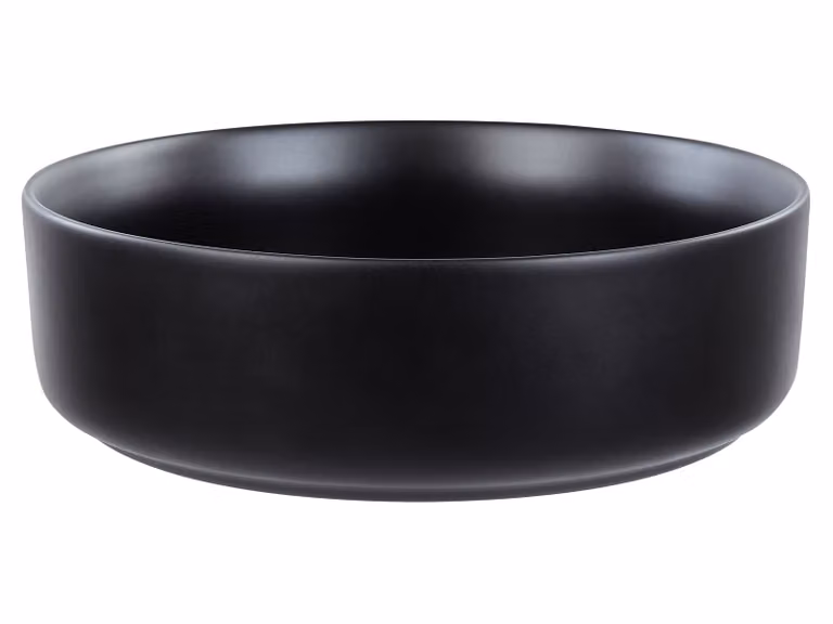 BELIANI Lavabo da appoggio in Vetroceramica nera rotondo ⌀ 36 cm bagno moderno