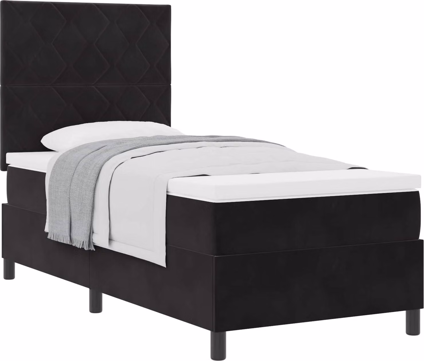 Letto a molle con materasso Nero 90 x 190 cm Velluto