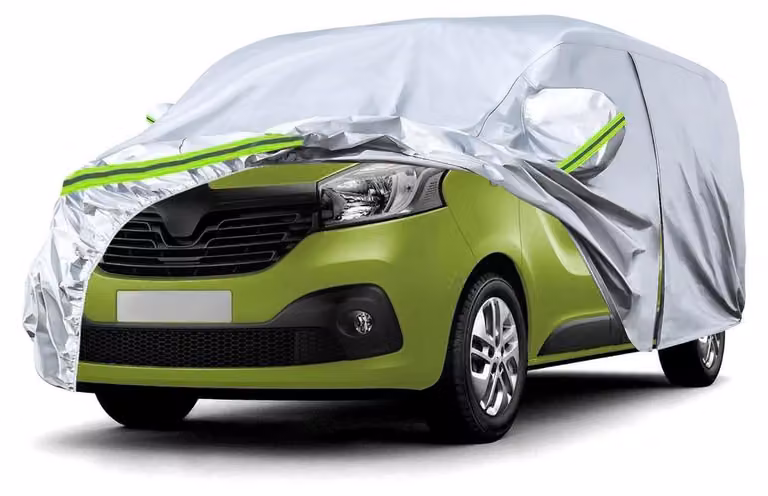 Copertura protettiva per auto, compatibile con Renault Trafic (modello a passo corto) dal 2010 al 2023, colore argento, realizzata in PEVA/cotone non tessuto
