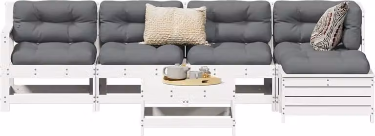 Maison Exclusive - Set Divani da Giardino 6 pz Bianco in Legno Massello di Pino