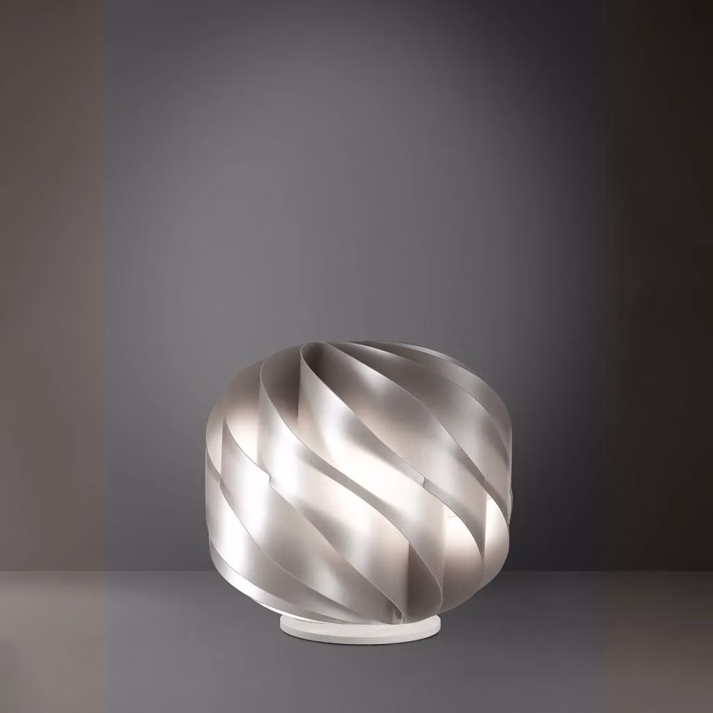 Lampada da scrivania moderna Linea Zero Globe Polilux argento con paralume a sfera bianco e attacco E27 – 2