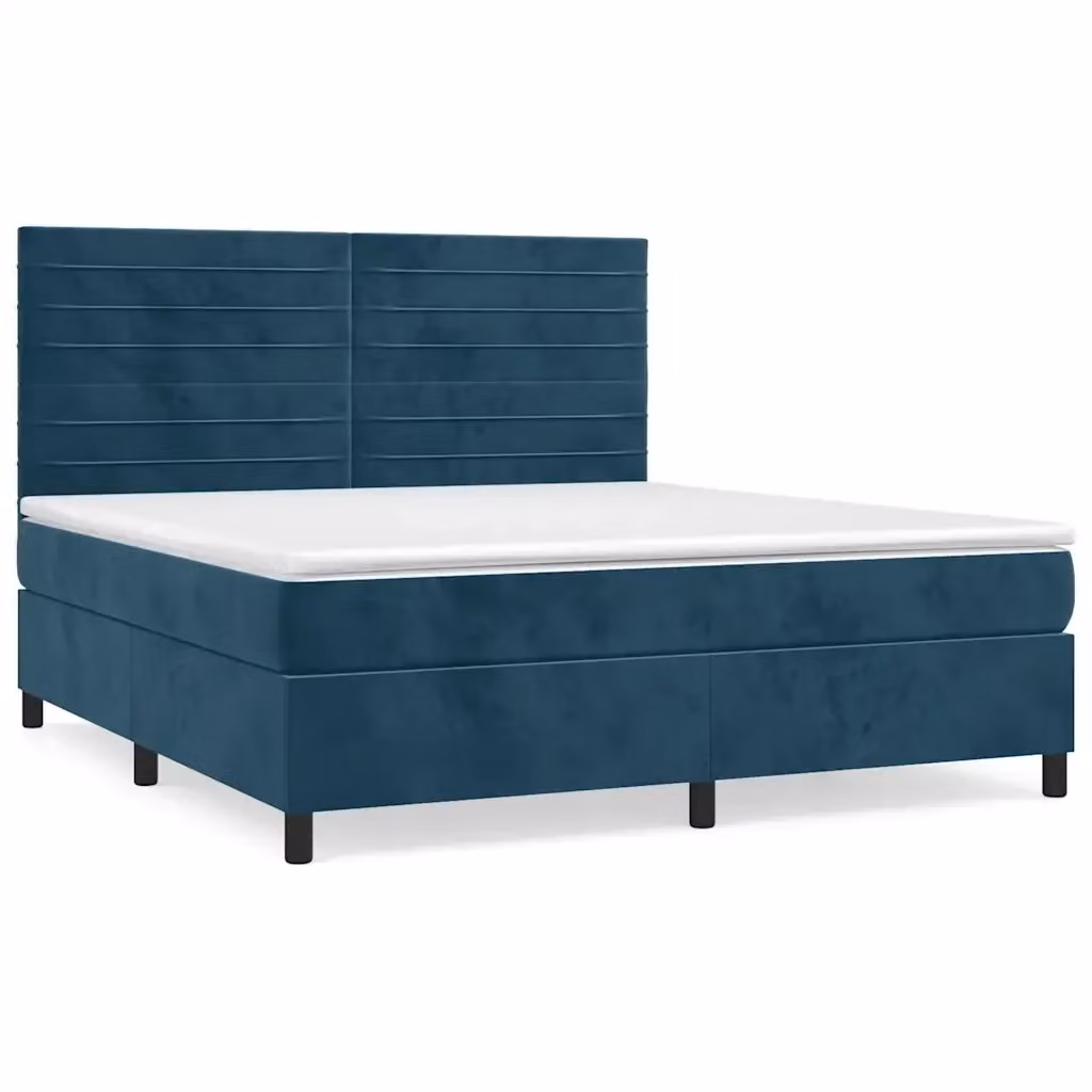 Letto Ibrido con Giroletto a Molle e Materasso vidaXL in Velluto Blu e Bianco L/P: 160 x 200 cm – 2