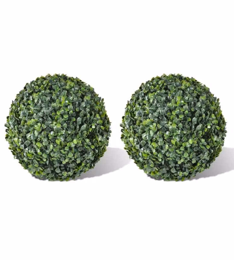 Sfere di Bosso 2 pz Arte Topiaria con Foglie 35 cm