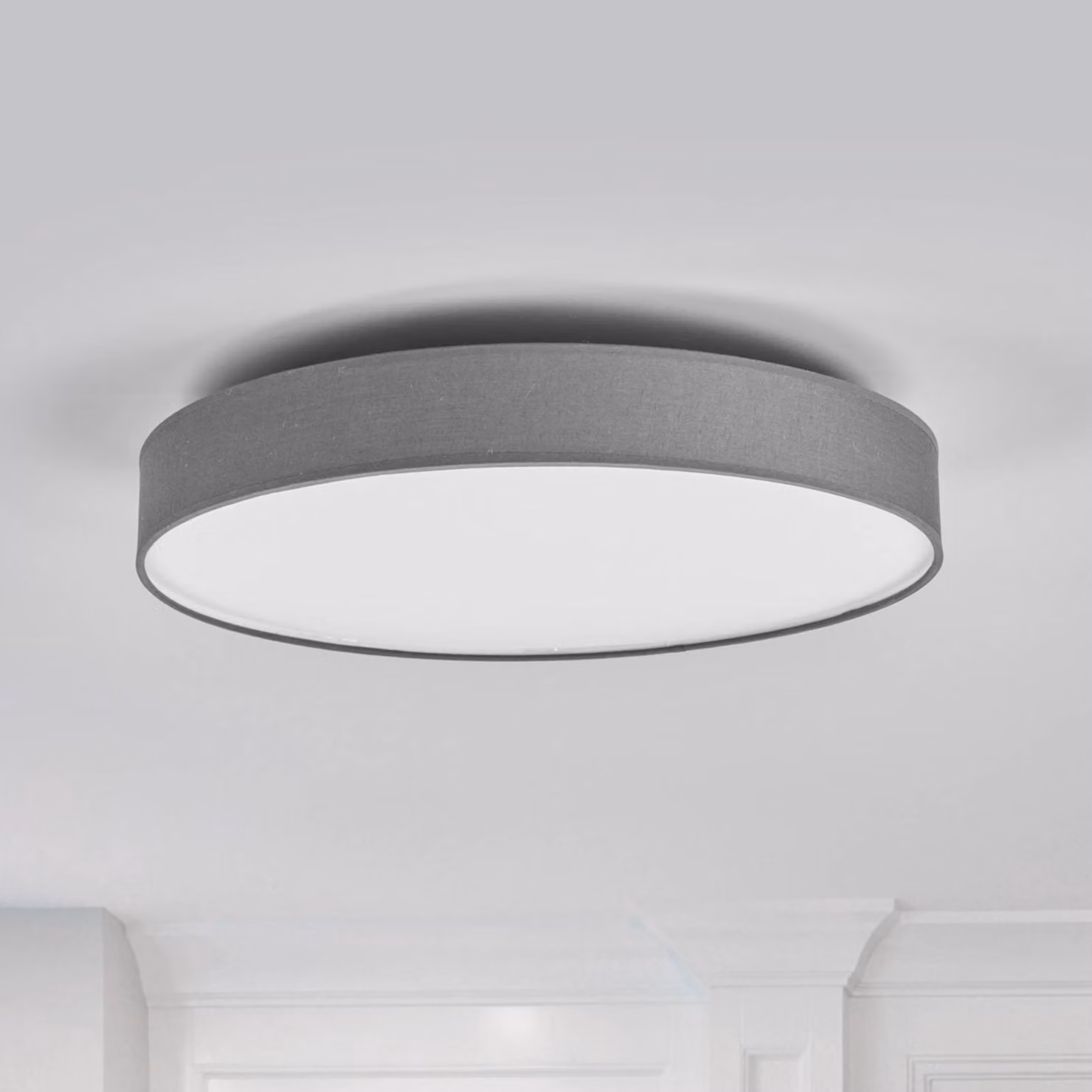 Plafoniera soffitto Saira Lindby, Alluminio / Grigio / Zincato, Soggiorno / Sala da pranzo, Tessuto / Stoffa / Seta, Moderno, Plafoniera