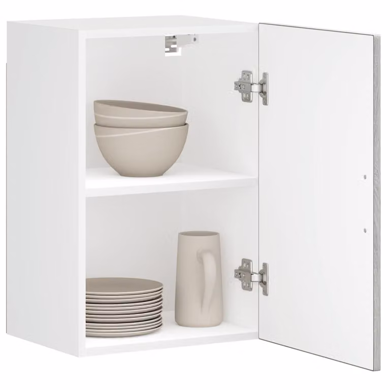Pensile da cucina moderno vidaXL in legno e MDF, colore grigio e bianco, L: 60,0 cm, H: 31,0 cm, P: 40,0 cm