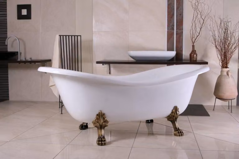 Vasca da bagno freestanding Art Nouveau Paris bianco/oro antico 1880 mm - Bagno barocco