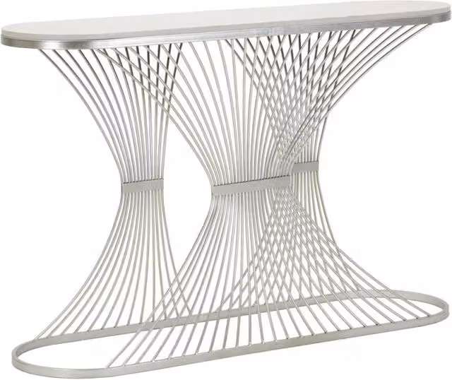 Console Stripe argento in ferro e marmo 120x35x79 cm