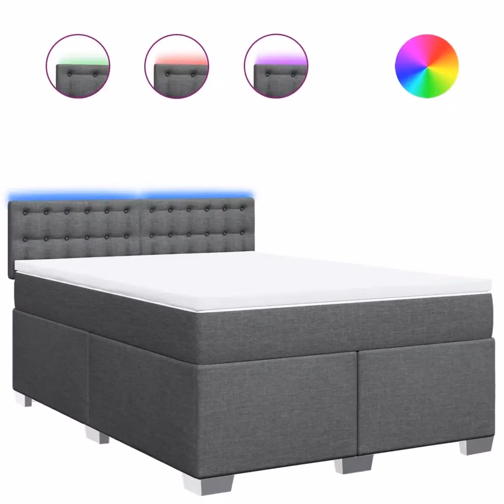 vidaXL Letto Ibrido con Materasso Grigio e Bianco L/P/H: 140 x 190 cm – 2
