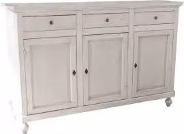 Credenza base napoletana in legno Shabby chic 3 ante bianca anticato
