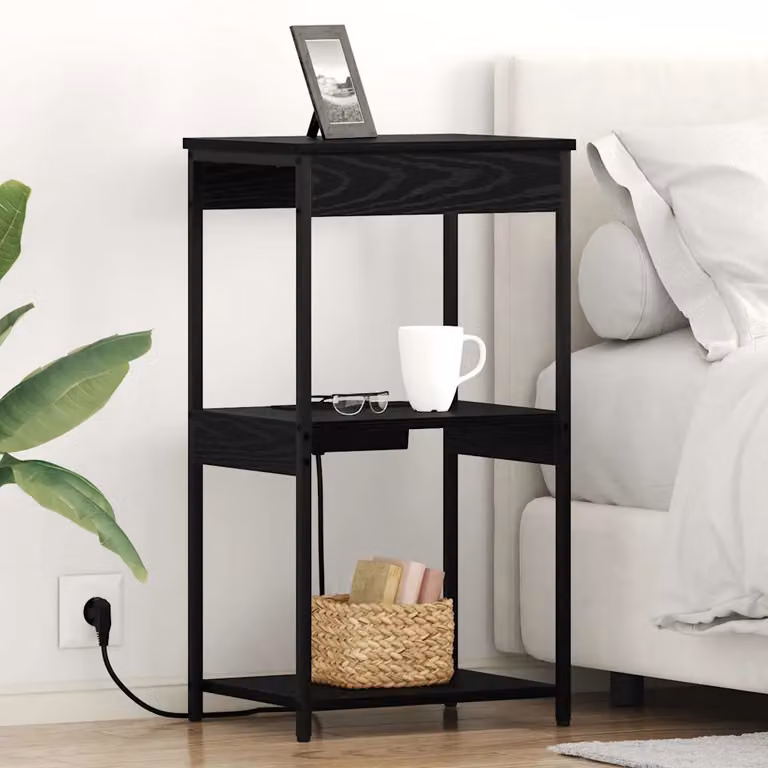 Armadio da Notte vidaXL in Stile Rustico, Nero Opaco, L 41 cm x P 31 cm x H 76 cm