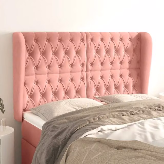Testiera con Orecchie Design Mania in Velluto Rosa L: 163 cm, P: 23 cm, H: 118/128 cm – 1