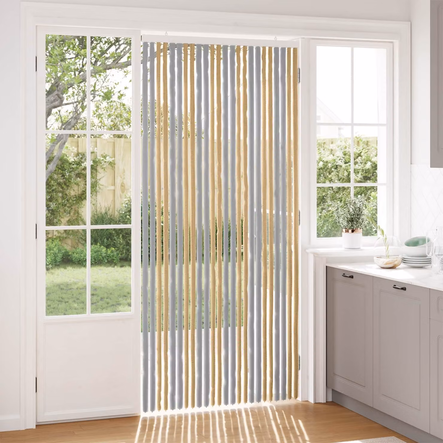 vidaXL Tenda per insetti in chenille Grigio e Beige L: 100 cm, H: 220 cm