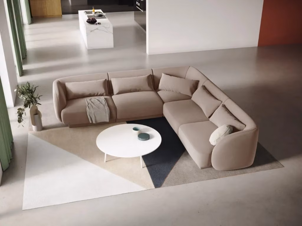 Divano angolare reversibile Tulum Cosmopolitan Design in velluto beige per 5 persone L 255 x P 141 x H 70 cm – 2