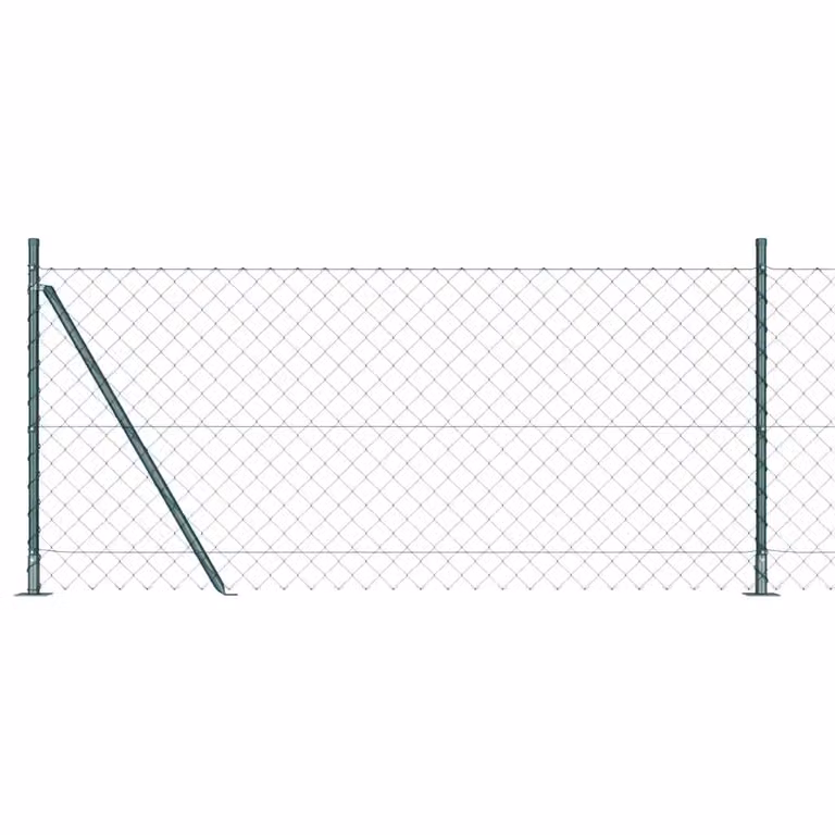 Recinzione a maglie vidaXL con base in cemento, rete in acciaio rivestita in PVC, colore verde, L: 10 m, H: 1 m