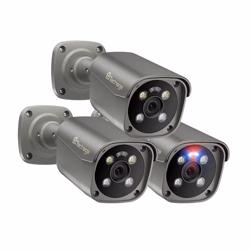telecamera di sorveglianza per esterni 4K 8MP/5MP, rilevamento del movimento AI, audio bidirezionale, 3 pezzi telecamera 4K 8MP36mm