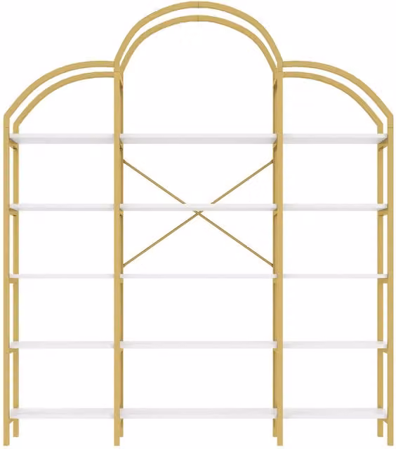 Scaffale moderno NK Space a cinque livelli con design a nuvola, Oro e Bianco, L: 170 cm, P: 26 cm, H: 190 cm – 1