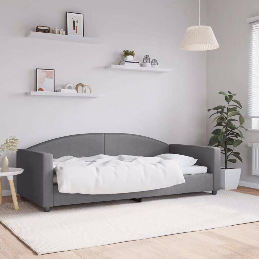 Maison Exclusive - Letto a giorno, colore grigio scuro, 90x200 cm, tessuto