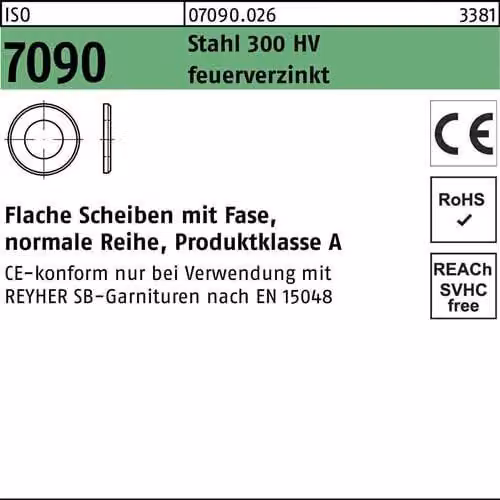 Dischi Reyher ISO7090 8(8,4x16x1,6) HV,tZn 070900260080000 (100 pezzi)