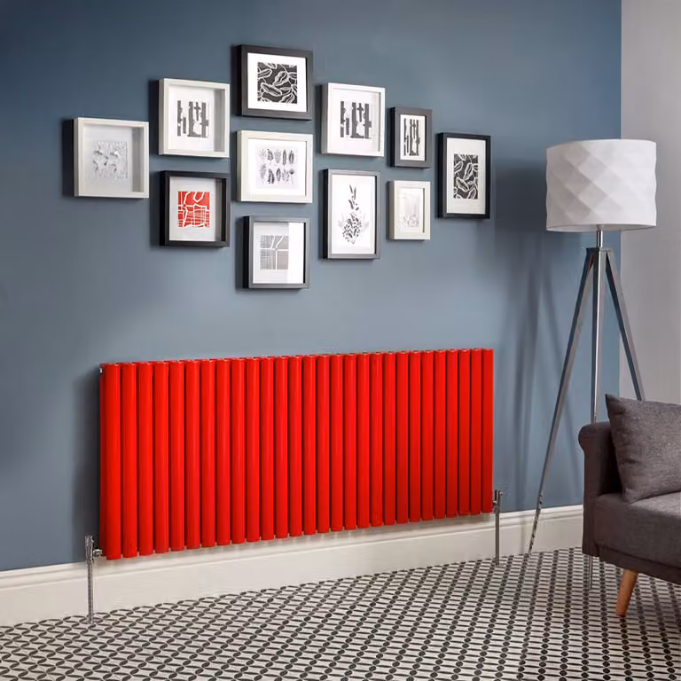 Radiatore di Design Orizzontale  Rosso (Siamese Rosso) -  635mm x 1652mm  - Pannello Doppio  - Revive