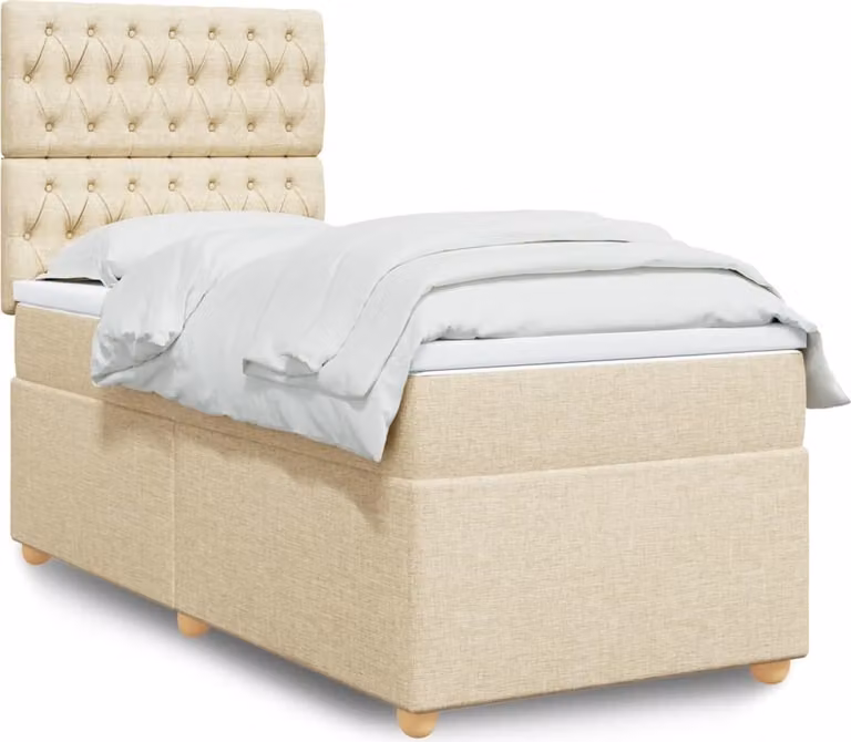 Maison Exclusive - Giroletto a Molle con Materasso Crema 100x200 cm in Tessuto