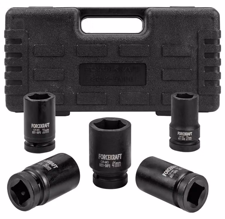 Bussole per avvitatori 1" 27-41 mm set di 5 bussole per avvitatori in valigetta esagonali