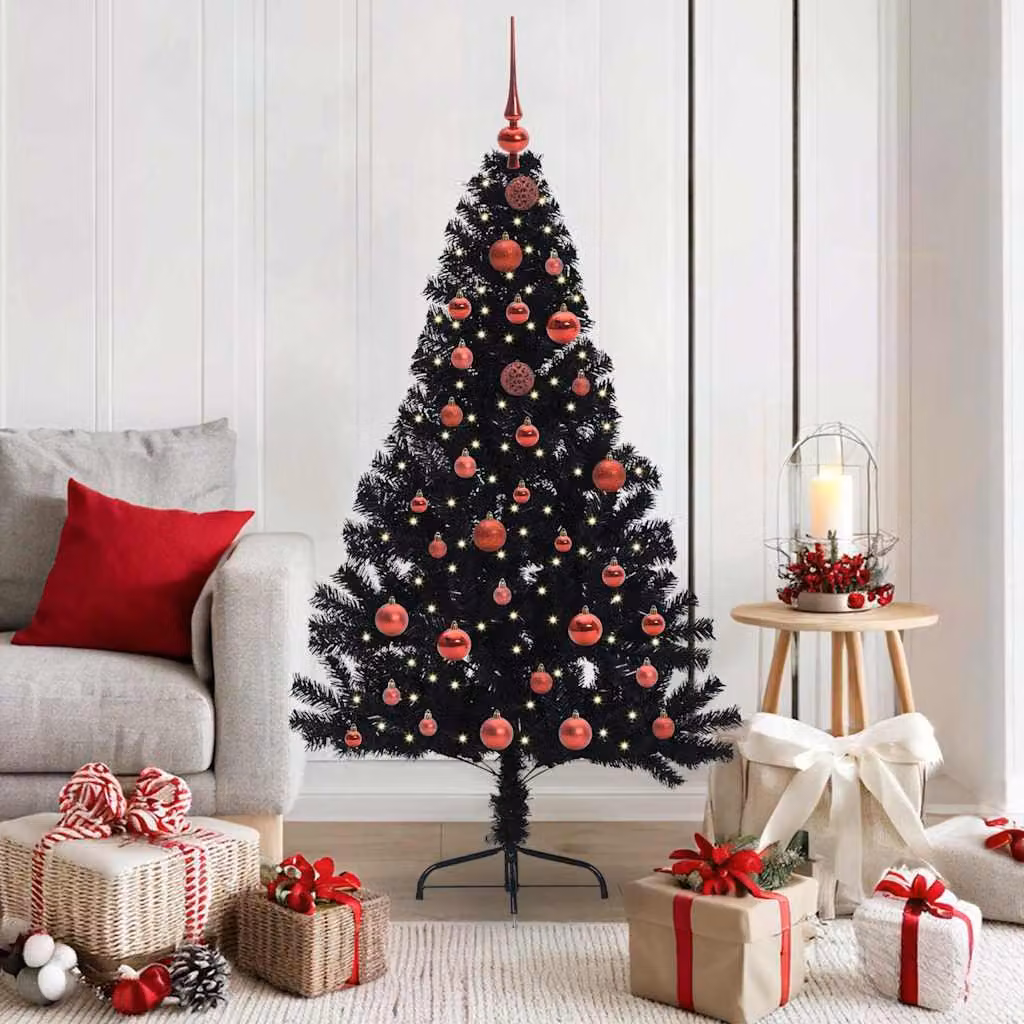 Maison Exclusive - Albero di Natale artificiale preilluminato Nero 150 cm PVC