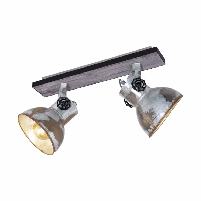 Spot Rustico Country Barnstaple Legno Marronemarrone Patinato 2 Luci E27 40W