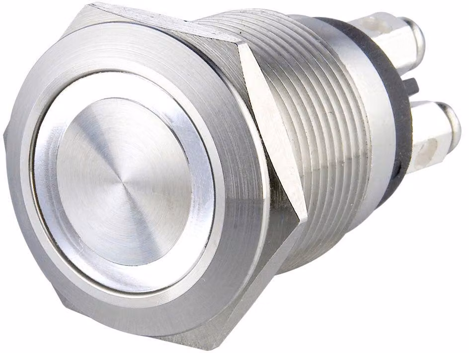 HEIDEMANN Pulsante a campana illuminato a 1 presa Heidemann 70528 acciaio inox 24 V/0,5 A