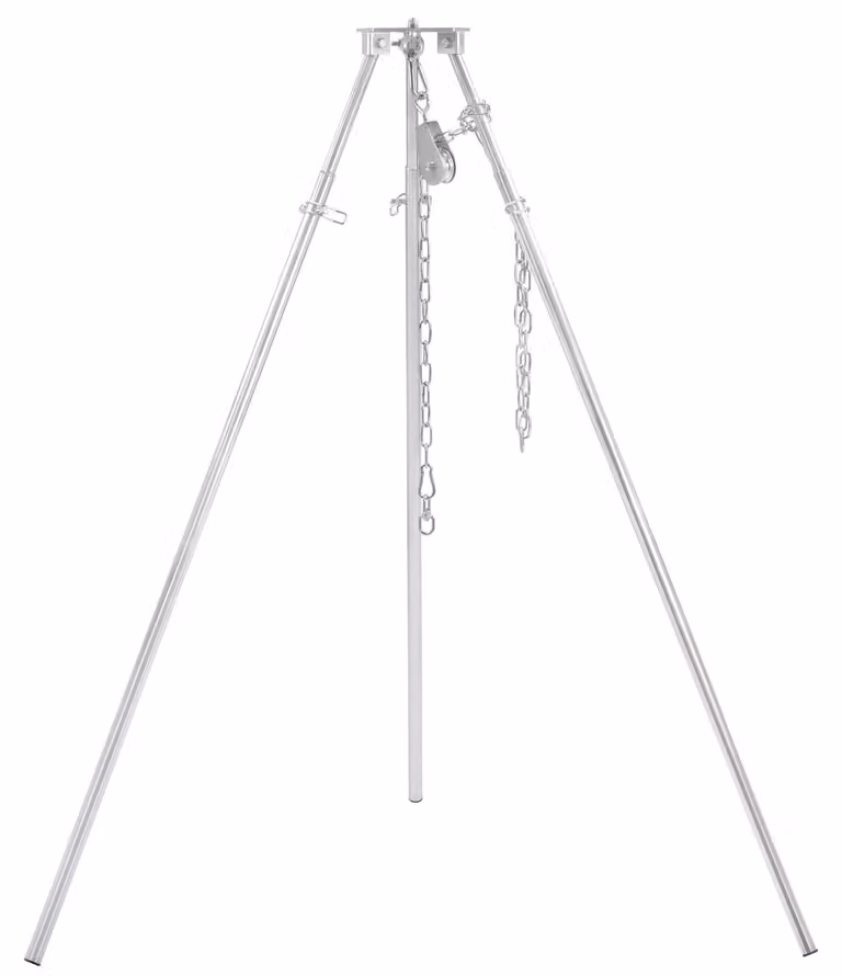 Griglia a treppiede BBQ-Toro, ideale per barbecue, con borsa da trasporto, realizzata in ferro zincato, con altezza regolabile da 119 a 184 cm