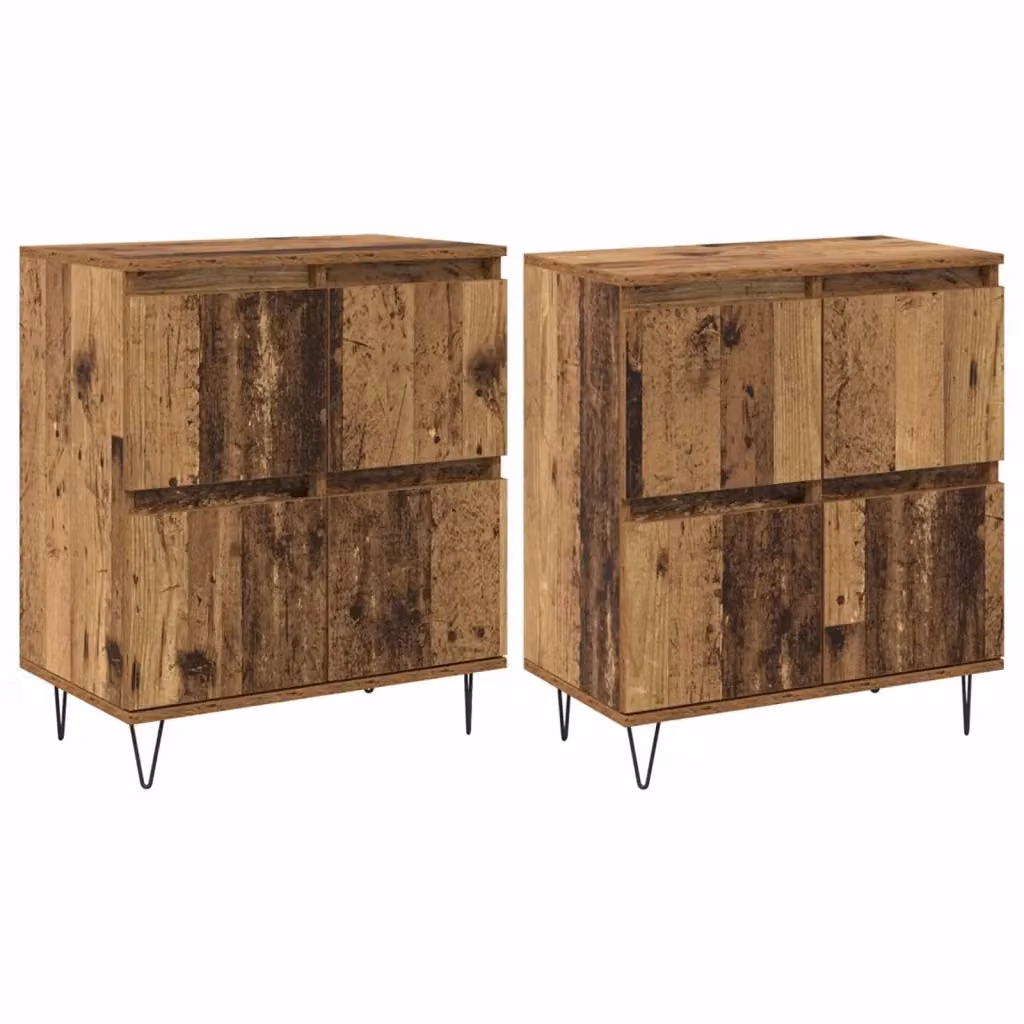 Set di 2 credenze moderne vidaXL in legno e metallo color marrone per soggiorno e sala da pranzo – 2