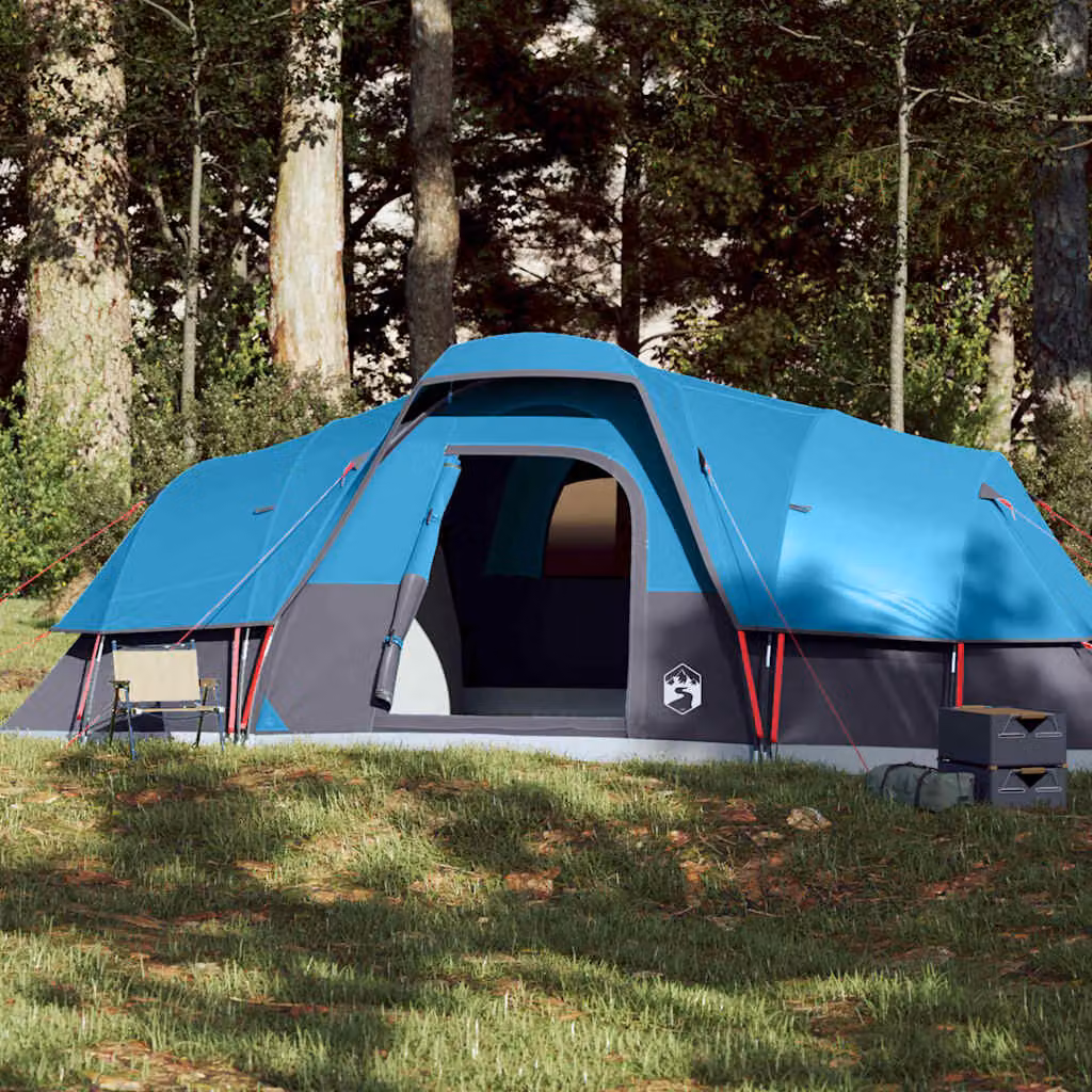Tenda Familiare a Cupola vidaXL per 11 Persone, Blu, Impermeabile in Poliestere e Fibra di Vetro