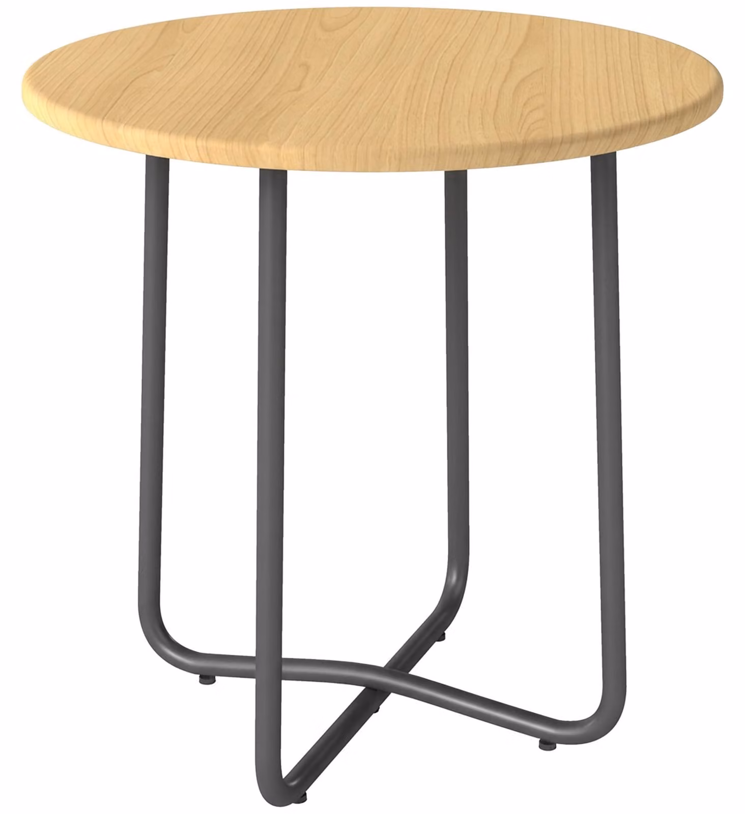 Tavolino da Giardino Rotondo Ø48x51 cm in Metallo Effetto Legno Naturale