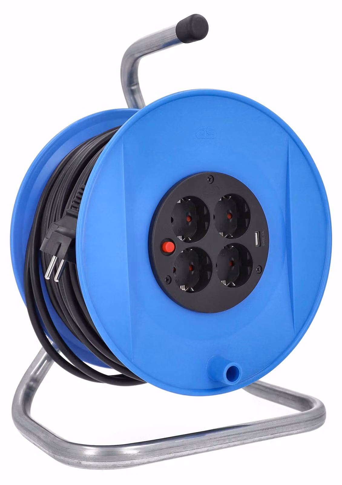 Avvolgicavo da 50 m con cavo di prolunga H05VV-F 3G1,5, 4 prese e 1 porta USB, IP20