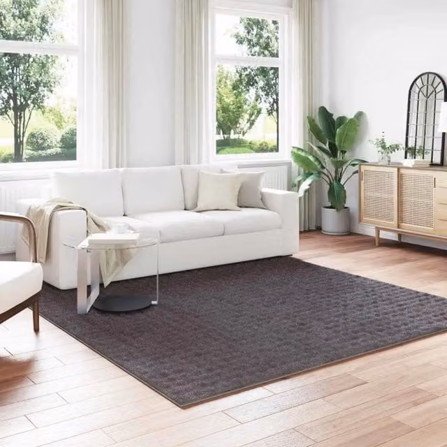 Tappeto Quadrato Moderno vidaXL Sirolo Antracite in Poliestere Lavabile e Antiscivolo L/P: 240 x 240 cm – 1
